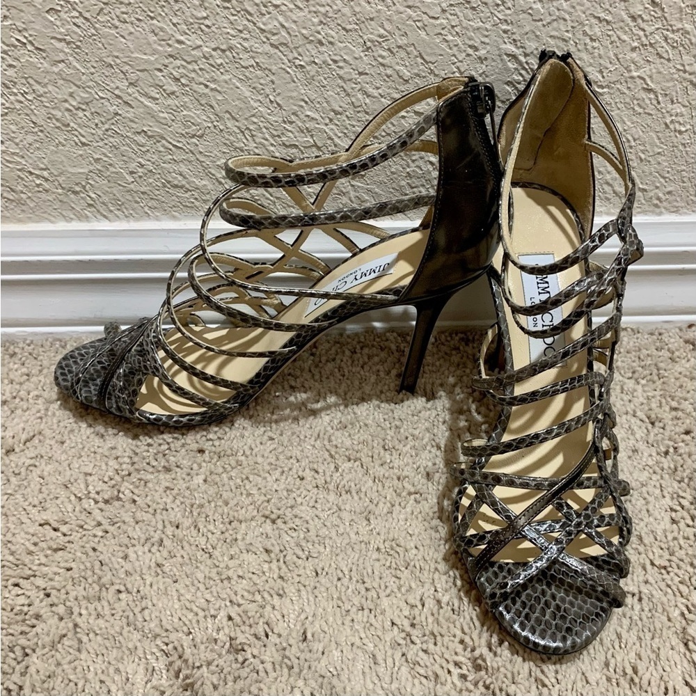 Jimmy Choo Python 4” Strappy Heels Size 37.5 (Us … - image 6